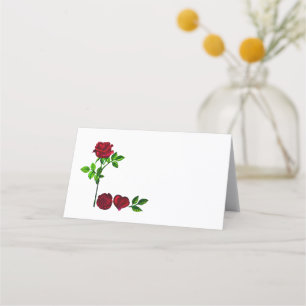 Carte De Placement LOVE - Romantique carte de Rose peint à la main