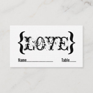 Carte De Placement Love's Embrace Mariage Place Card, noir et blanc