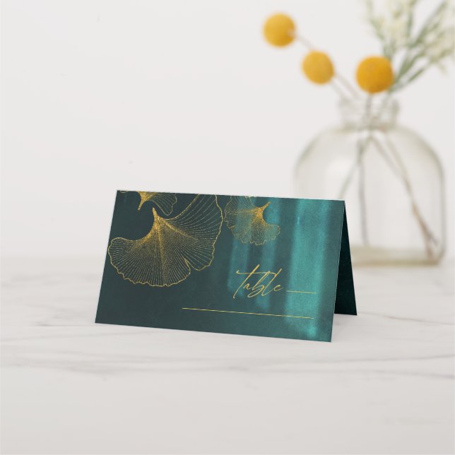 Carte De Placement Lumière de la Lune Mariage Emerald Green ID881 (Devant)