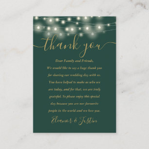 Carte De Placement Lumières en fil vert et or Mariage Merci