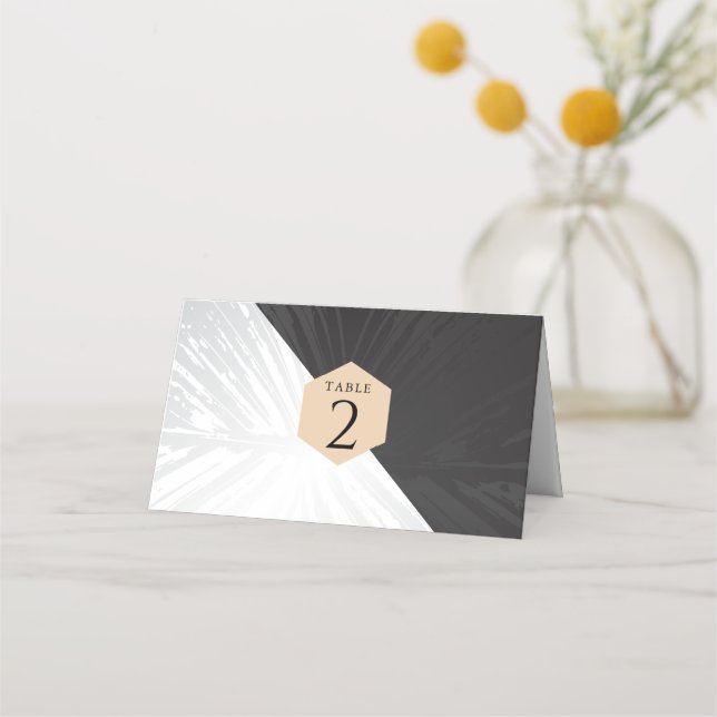 Carte De Placement Luxe moderne Black&Silver mariage table numéro 2 (Devant)