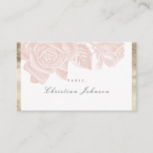 Carte De Placement Luxe rose blush or vintage mariage botanique