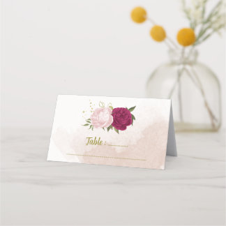 Carte De Placement magenta fleurs roses feuilles verts