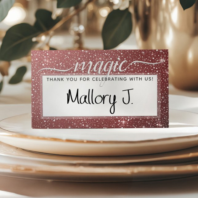 Carte De Placement MAGIC 🎅 Russe Aquarelle Brousset & Bourgogne (MAGIC 🎅 Rustic Watercolor Blush & Burgundy Place Card
)