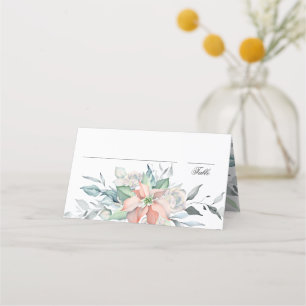 Carte De Placement Magie de Noël Aquarelle Poinsettia Mariage
