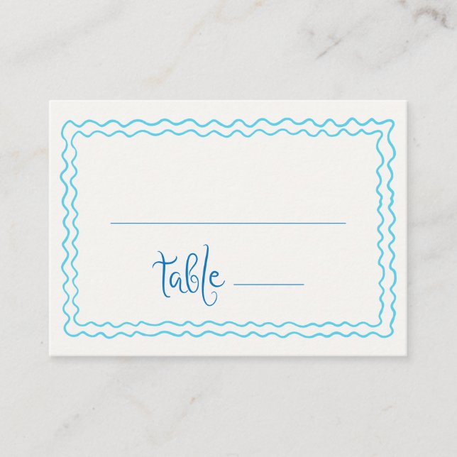 Carte De Placement Main Whimsical Tirée Bleu Squiggle Cadre (Devant)