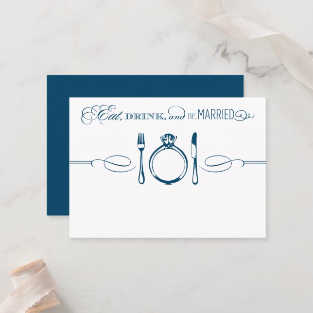 Carte De Placement Mangez boire et être marié Mariage élégant Marine (Devant/Arrière en situation)