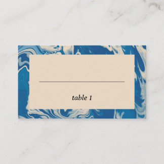 Carte De Placement Marbre Bleu Mariage côtier moderne
