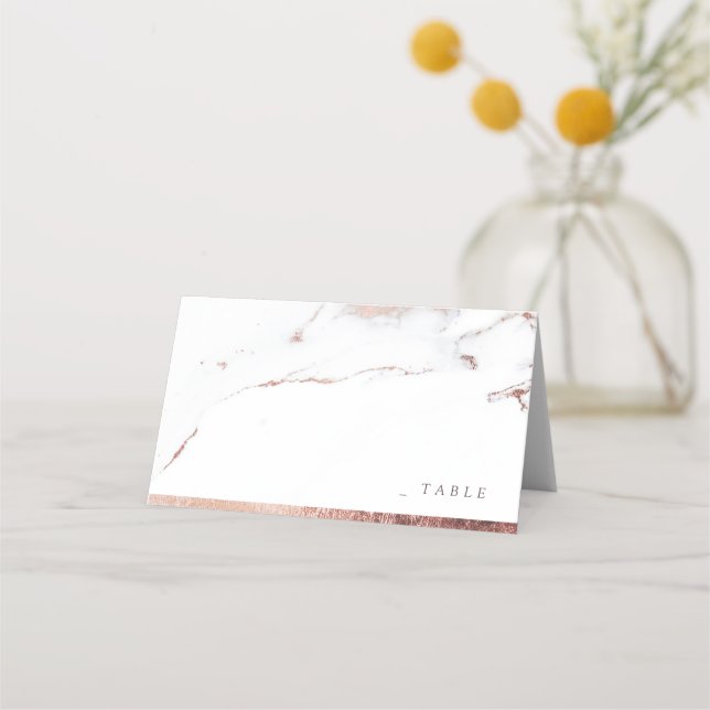 Carte De Placement Marbre d'or rose luxe moderne mariage places carte (Devant)