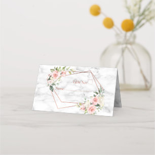 Carte De Placement Marbre géométrique cuivre rose floral