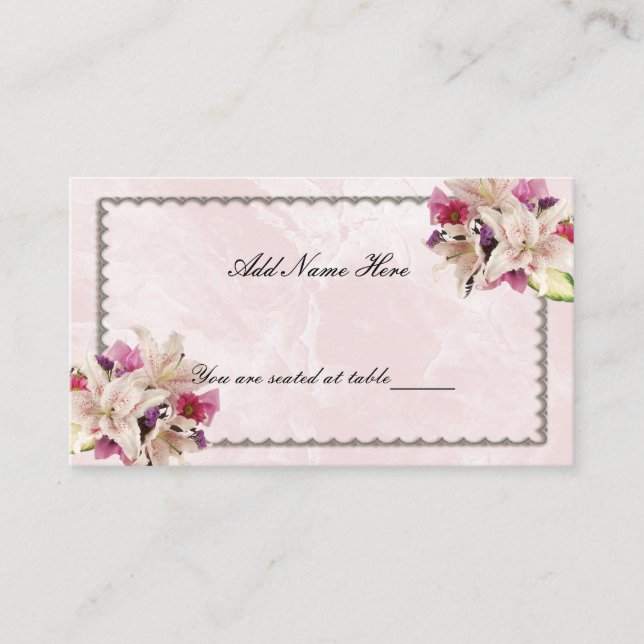 Carte De Placement Marbre rose blanc Lily Mariage Table Place (Devant)