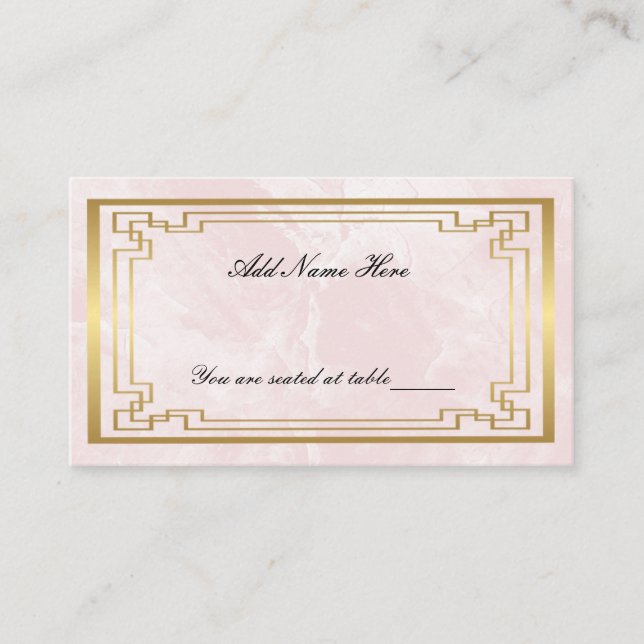 Carte De Placement Marbre rose or Mariage Table Place (Devant)
