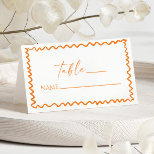 Carte De Placement Mariage à la frontière ondulée Citrus Orange Fanta