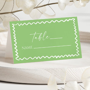Carte De Placement Mariage à la frontière ondulée verte citrine fanta