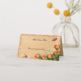 Carte De Placement Mariage à papillon floral en bois rustique Table p
