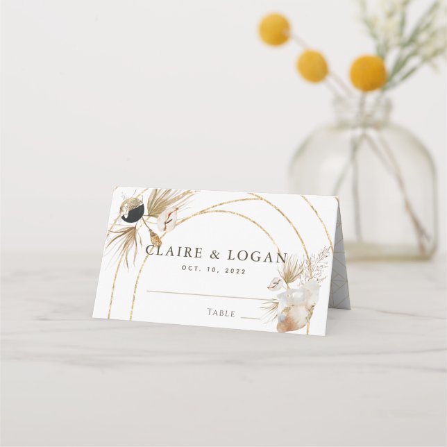 Carte De Placement Mariage Abstrait Boho Gold Arches (Devant)