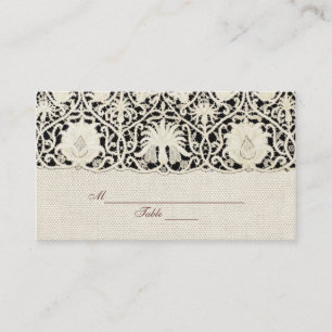 Carte De Placement Mariage Antique Dentelle Lin Blanc Classique Joli