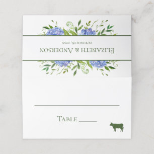 Carte De Placement Mariage aux Hortensias Bleus