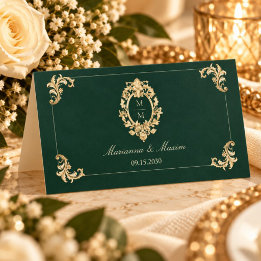 Carte De Placement Mariage baroque vert émeraude