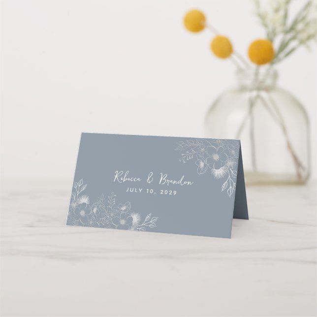 Carte De Placement Mariage bleu Dusty (Dos)