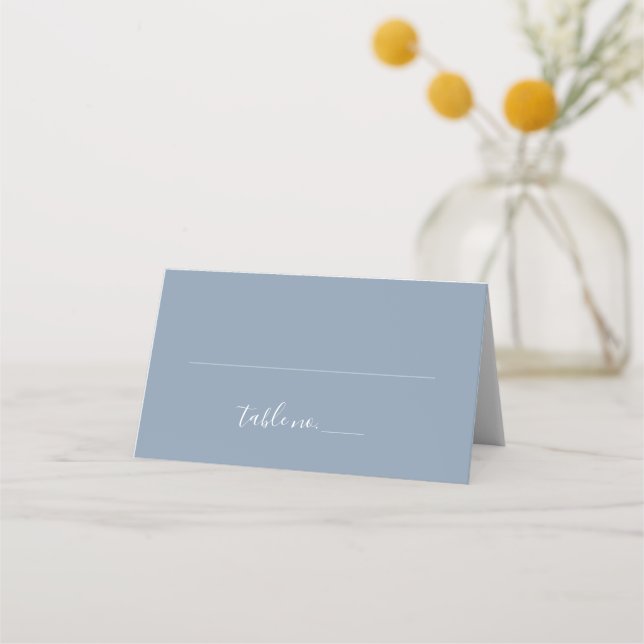 Carte De Placement Mariage bleu foncé moderne numéro de table (Devant)