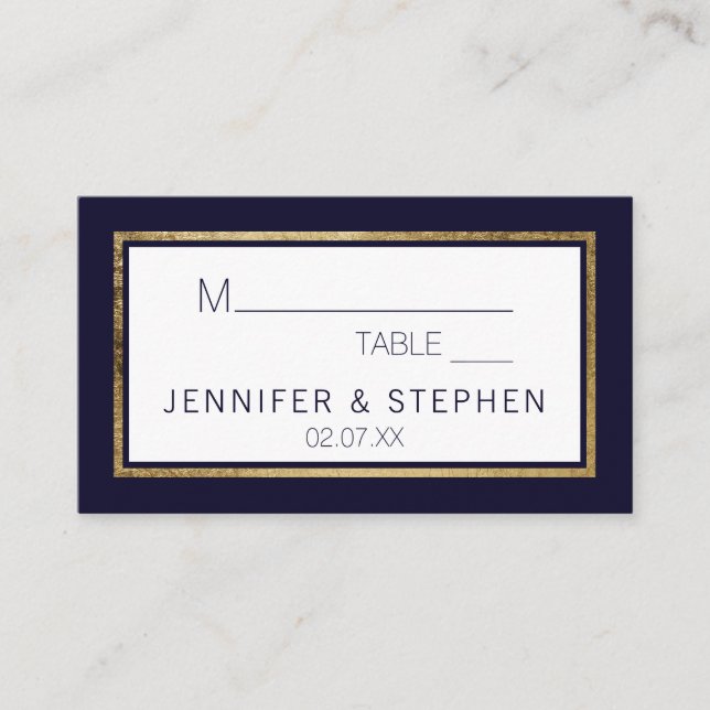 Carte De Placement Mariage bleu marine simple et moderne (Devant)