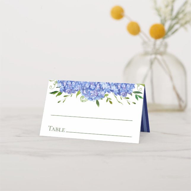 Carte De Placement Mariage Blue Hydrangeas (Devant)