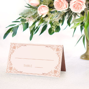 Carte De Placement Mariage Blush Rose Vintage Élégant Rose Or
