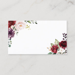 Carte De Placement Mariage bohème chic avec fleurs aquarelles rouges 