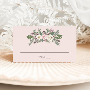 Carte De Placement Mariage Bohème Rose Floral Monogramme Humeur