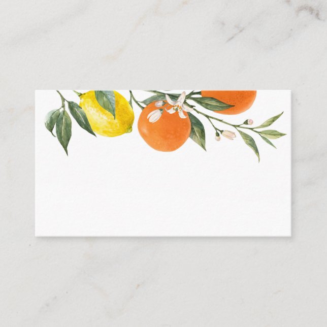 Carte De Placement Mariage Boho Botanique de citrons et d'oranges (Devant)