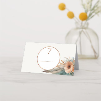 Carte De Placement Mariage Boho Floral Feather Dreamcatcher