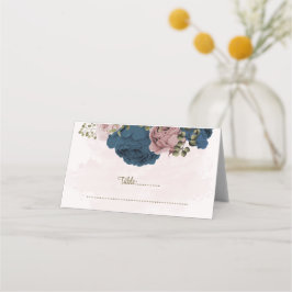 Carte De Placement Mariage botanique de fleurs rose et marine