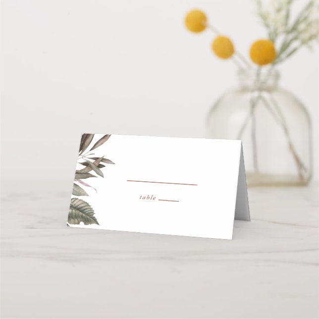 Carte De Placement Mariage botanique simple Numéro de table (Dos)