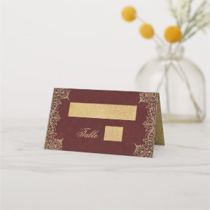 Carte De Placement Mariage Bourgogne Faux Gold Vintage Élégant Script