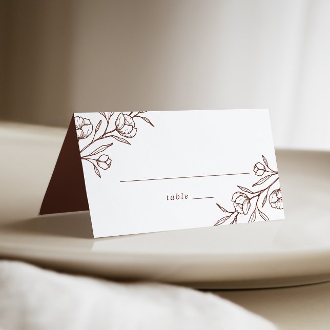 Carte De Placement Mariage Brown floral esquissé (Créateur téléchargé)