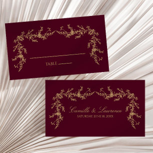 Carte De Placement Mariage Cadre Floral Toile Champagne Bourgogne