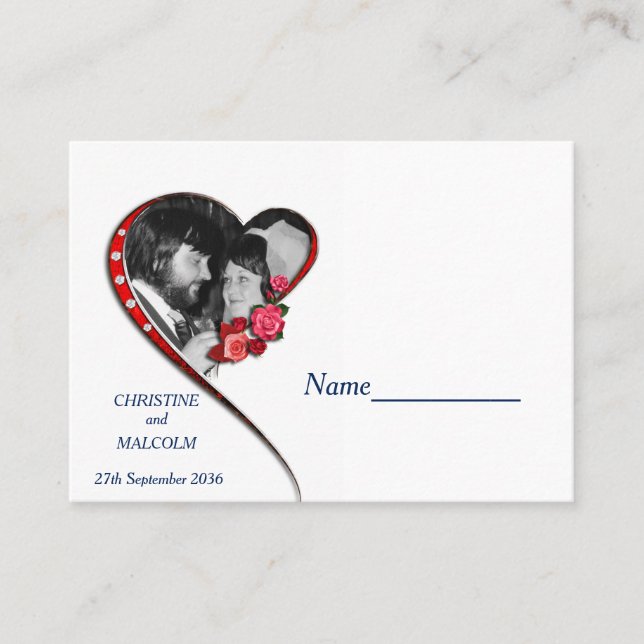 Carte De Placement Mariage cardiaque (Devant)
