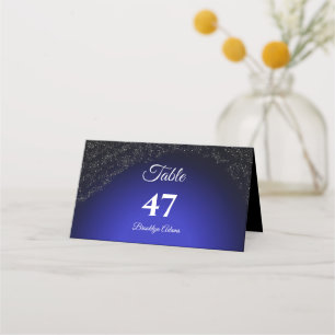 Carte De Placement Mariage céleste Pleine lune et étoiles Bleu de min