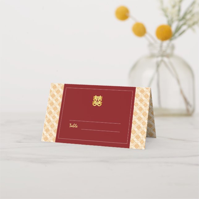 Carte De Placement Mariage chinois traditionnel auspicious peranakan (Devant)