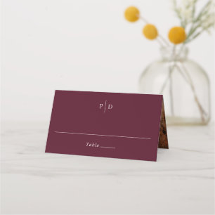 Carte De Placement Mariage Classique Élégant Bourgogne Profond