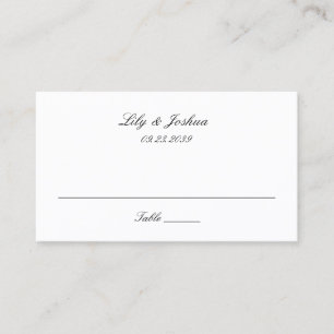 Carte De Placement Mariage Classique Noir et Blanc Intemporel