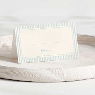 Carte De Placement Mariage Classique Rayures Bleu Clair