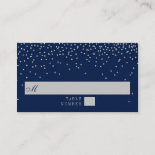 Carte De Placement Mariage Confetti en argent de marine bleu et de gl