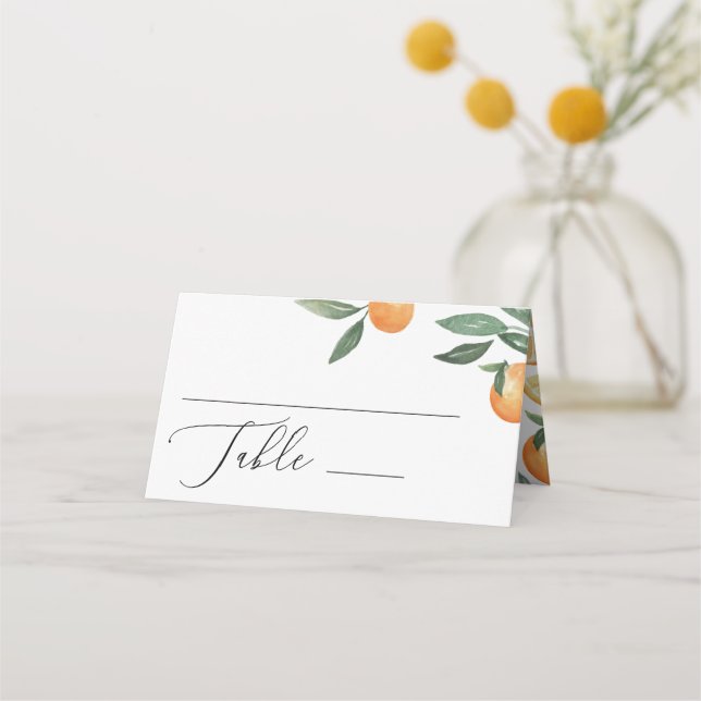 Carte De Placement Mariage d'agrumes aquarelle. Le jardin fleuri d'ét (Devant)