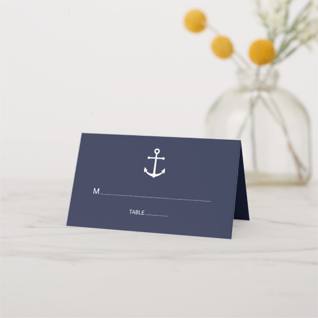 Carte De Placement Mariage d'Ancre bleu marine moderne (Devant)