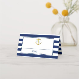 Carte De Placement Mariage d'Ancre classique bleu marine