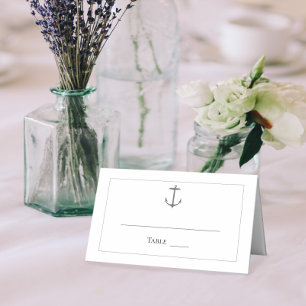 Carte De Placement Mariage d'Ancres nautiques simple   Blanc
