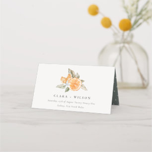 Carte De Placement Mariage d'aquarelle botanique orange minimal