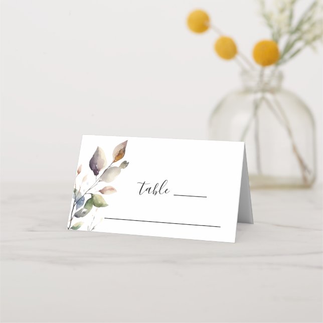 Carte De Placement Mariage d'aquarelle botanique simple (Devant)